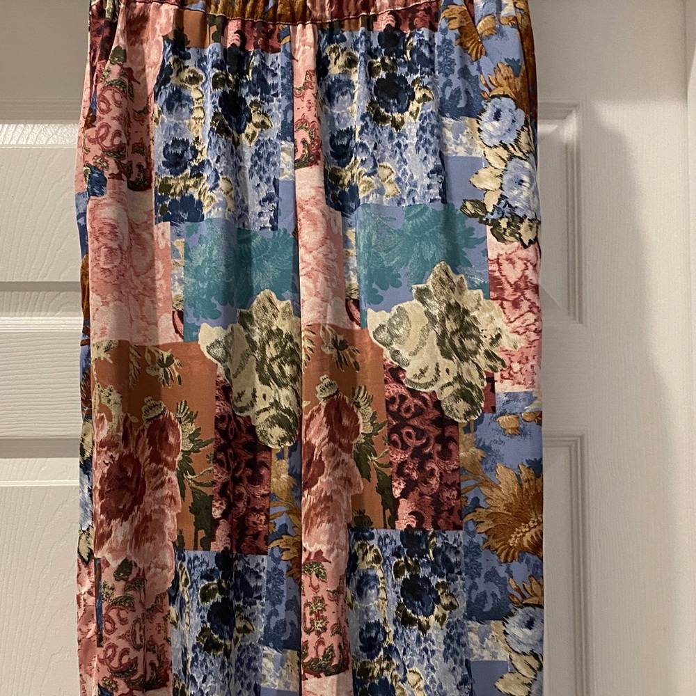 JM Collection Vibrant Floral Patchwork Joggers